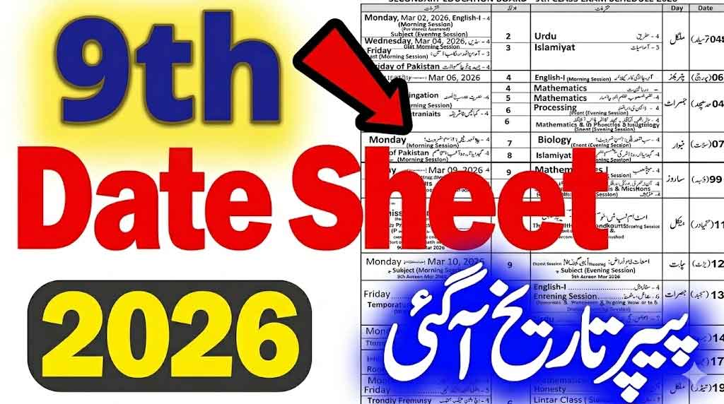 9th Class Date Sheet 2026