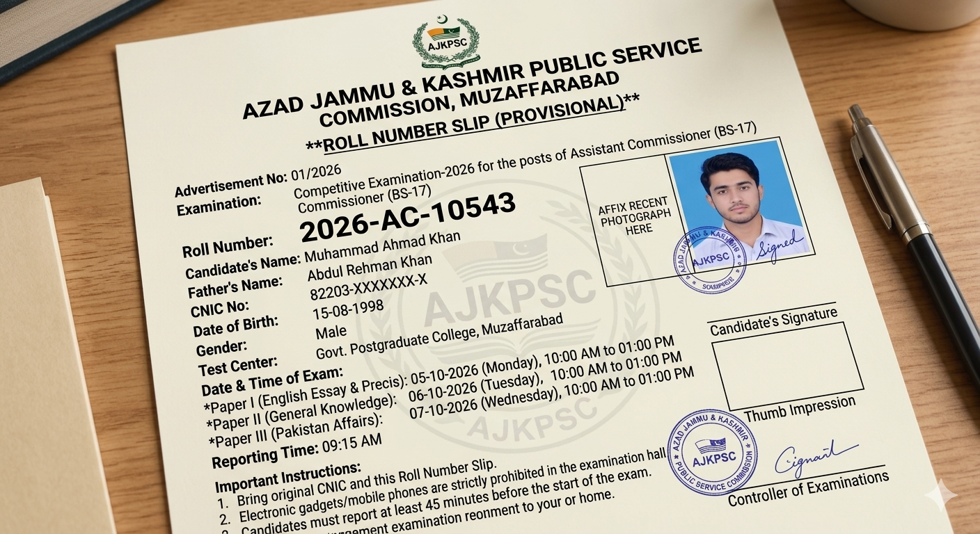 AJKPSC Roll No Slip 2026
