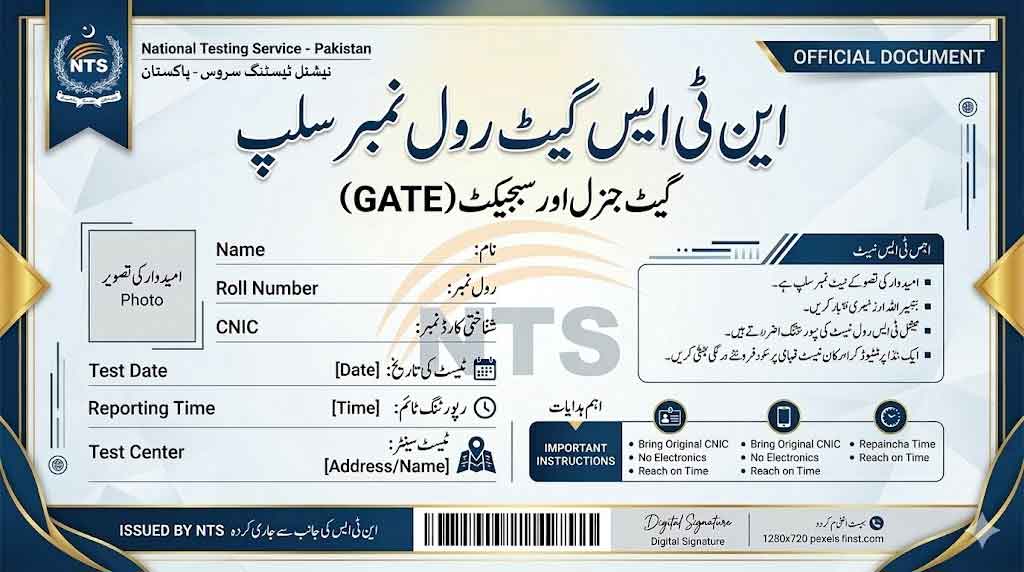 NTS GAT Roll No Slip 2026
