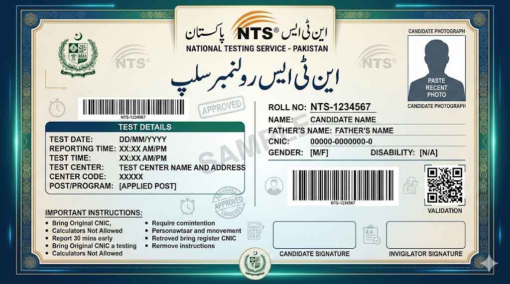 NTS Login Roll No Slip