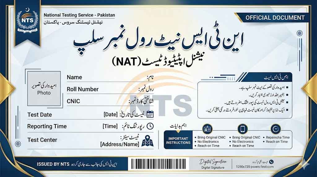 NTS NAT Roll No Slip 2026