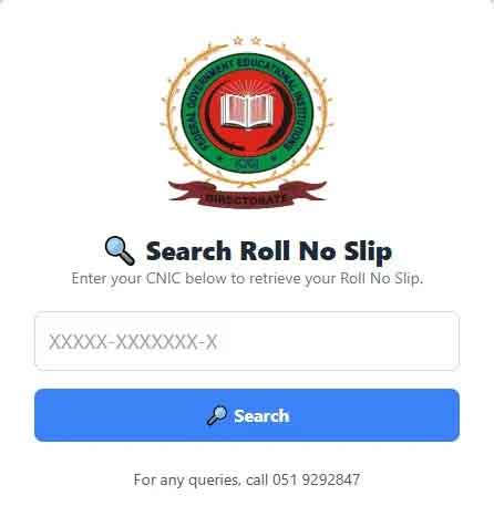 induction.fgei.gov.pk Roll No Slip