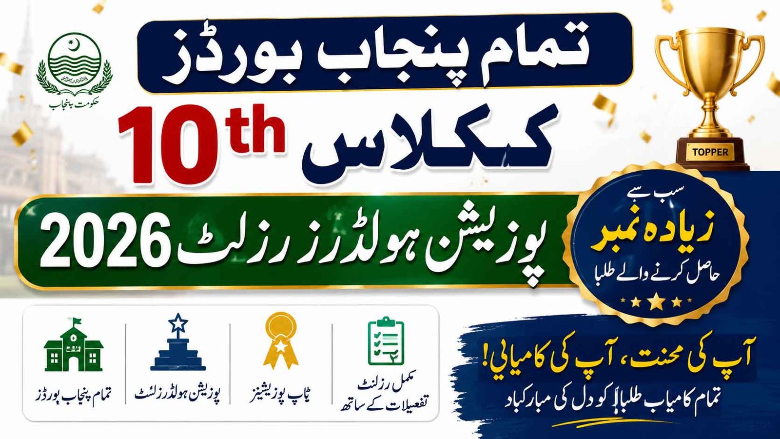 All Punjab Board 10th Class Position Holders Result 2026 Highest Marks