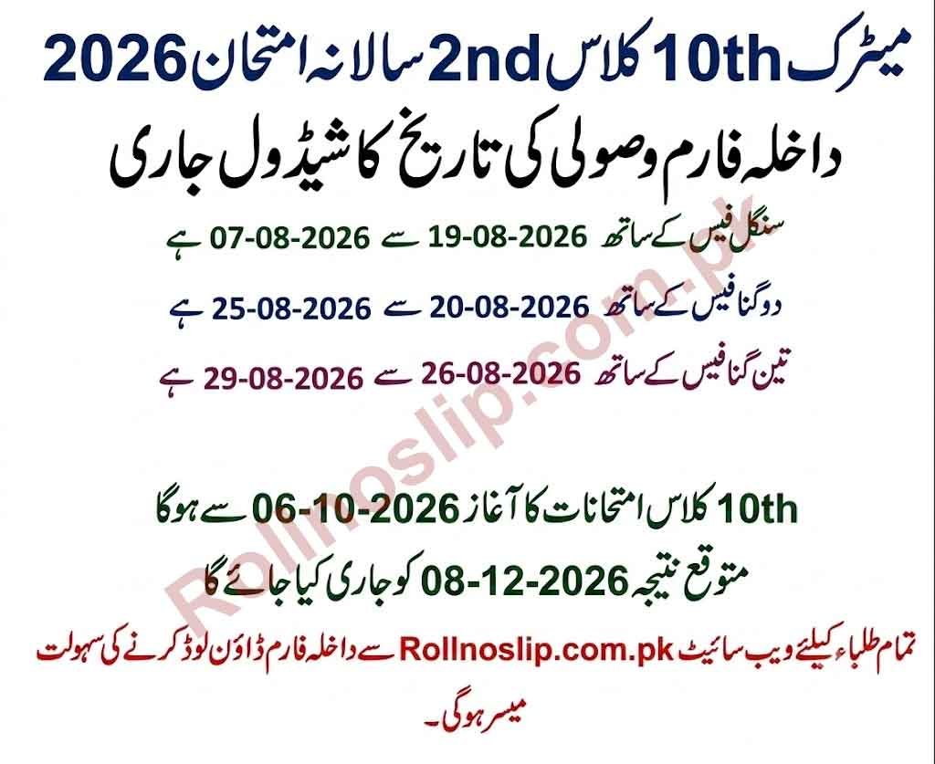 Matric 2nd Annual Admission 2026
