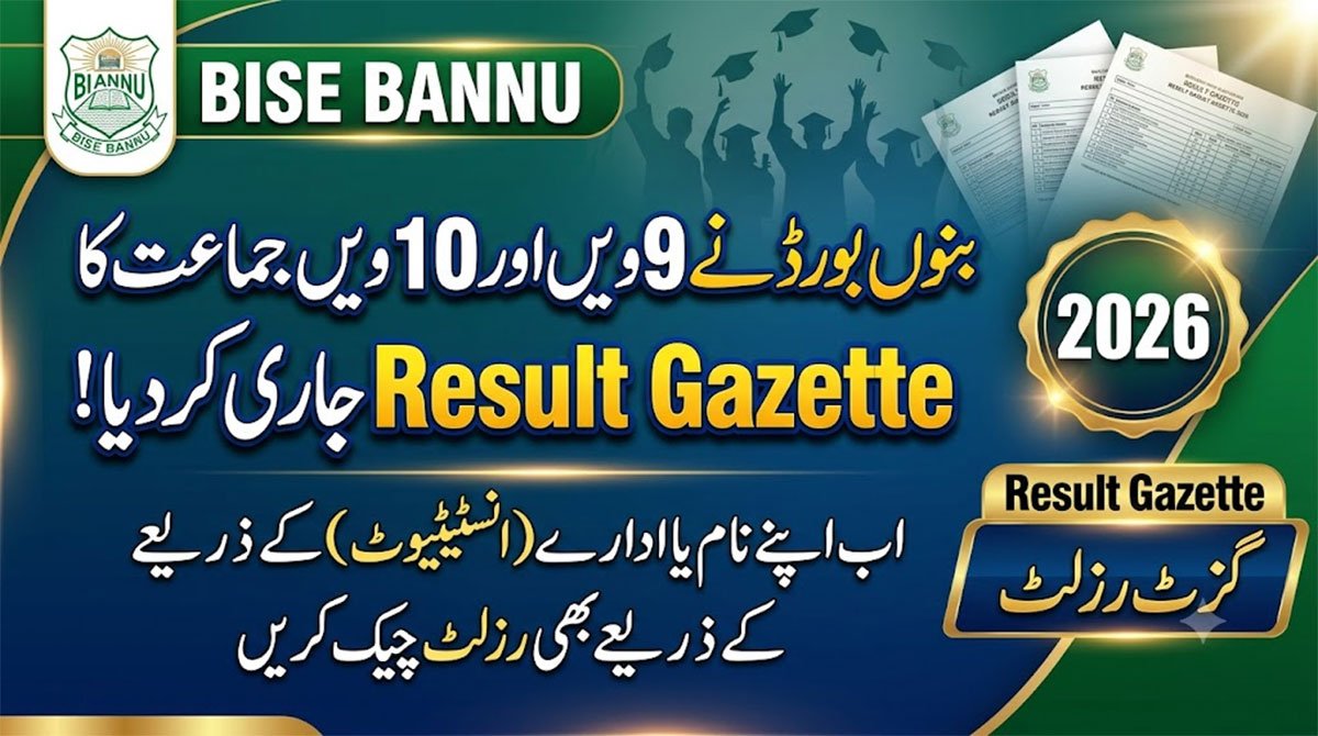 BISE Bannu Board result gazette 2026 Pdf 9th and 10th class