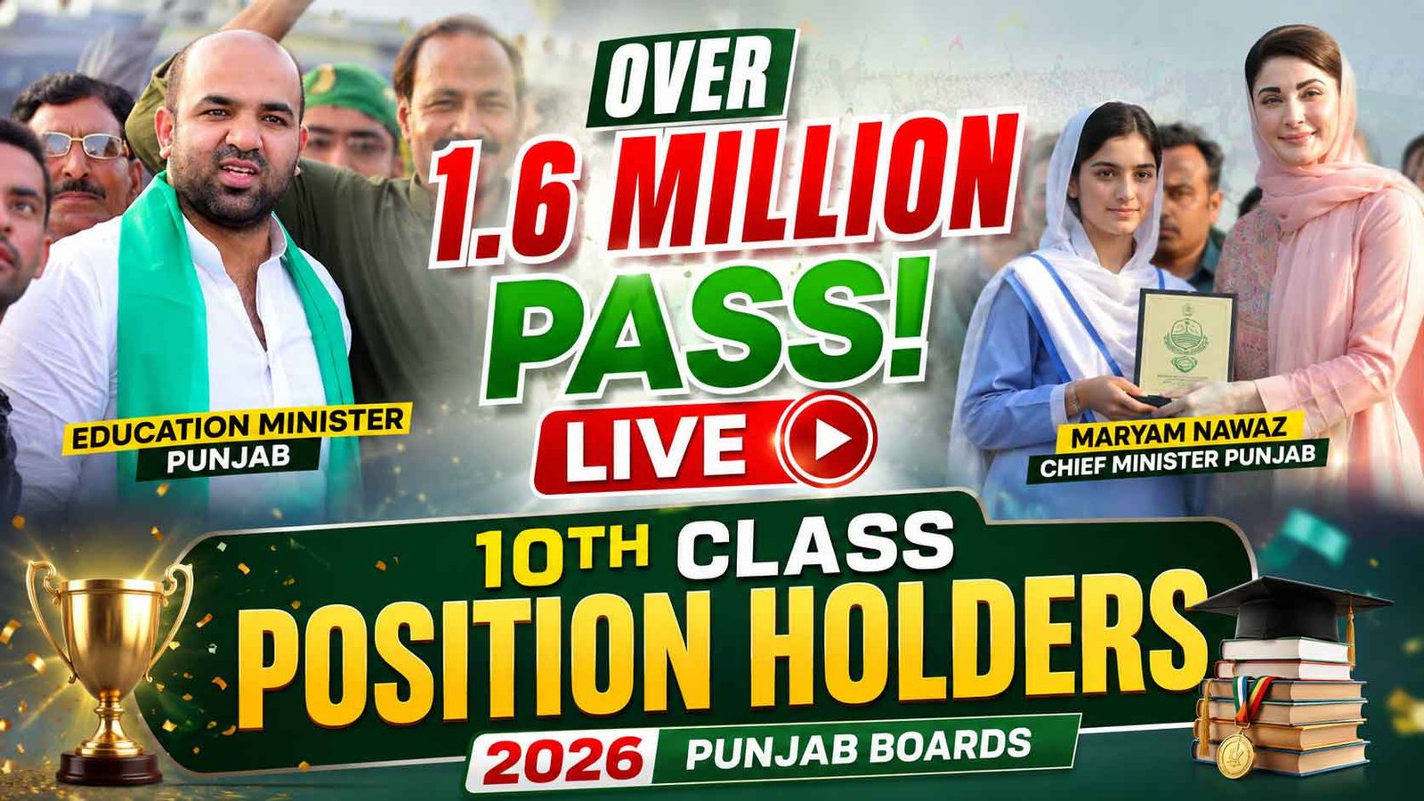Over 1.6 Million Pass! Live 10th Class Position Holders 2026 Punjab Boards